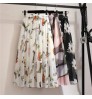 Women Summer Skirts 2022 Vintage Printed Chiffon A-Link Skirt Bohemian Bow Waist Casual Holiday Beach Midi Skirt With Lining New