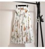 Women Summer Skirts 2022 Vintage Printed Chiffon A-Link Skirt Bohemian Bow Waist Casual Holiday Beach Midi Skirt With Lining New