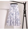 Women Summer Skirts 2022 Vintage Printed Chiffon A-Link Skirt Bohemian Bow Waist Casual Holiday Beach Midi Skirt With Lining New