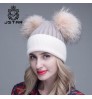 Warm Winter Knit Beanie animal fur winter hat lady hat beanie hats double fur balls