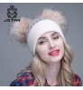 Warm Winter Knit Beanie animal fur winter hat lady hat beanie hats double fur balls