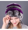 wholesale Womans rex Rabbit Fur Hat Warm Winter Skull Beanie Knit Hats lady winter hat