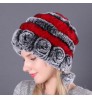 wholesale Womans rex Rabbit Fur Hat Warm Winter Skull Beanie Knit Hats lady winter hat