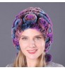 wholesale Womans rex Rabbit Fur Hat Warm Winter Skull Beanie Knit Hats lady winter hat