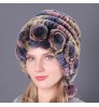 wholesale Womans rex Rabbit Fur Hat Warm Winter Skull Beanie Knit Hats lady winter hat