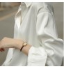 D7561 New Design Satin Poplin Solid Blouse Women's Soft Elegant Long Sleeve Leisure Women's Blouses & Shirts