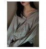 D7561 New Design Satin Poplin Solid Blouse Women's Soft Elegant Long Sleeve Leisure Women's Blouses & Shirts