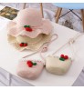 Fashion style 2pcs set flower straw hat & bag set kids Flower Straw Hat for girl Straw Summer Lady Hat