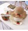 Fashion style 2pcs set flower straw hat & bag set kids Flower Straw Hat for girl Straw Summer Lady Hat