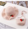 Fashion style 2pcs set flower straw hat & bag set kids Flower Straw Hat for girl Straw Summer Lady Hat