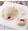 Fashion style 2pcs set flower straw hat & bag set kids Flower Straw Hat for girl Straw Summer Lady Hat