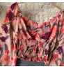 TW863A 2020 Hot trend Fashion Puff Sleeve Flower Print Crop Top Chiffon Blouse Short Shirt Women Blouse