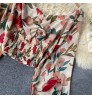 TW863A 2020 Hot trend Fashion Puff Sleeve Flower Print Crop Top Chiffon Blouse Short Shirt Women Blouse