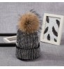 h100 knitted hat lady winter fur pom pom beanie hats rhinestones hats