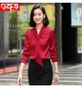 Chiffon Shirt Fashion V-neck Top White Blue Shirt Women's Long-sleeved Work Clothes Korean Blouse Women's Spring and Autumn Bow