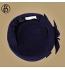 FS Elegant Autumn Church Fedoras Lady Derby Tea Party Hats Fascinators Royal Blue Black Wool Felt Feather Wedding Hats For Women