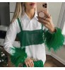 2022 Bettergirl Hot Sale Breathable Fashion Clothes Office Lady White Blouse Feather Long Sleeve Tops Women's Blouse & Shirts