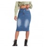 women's high waist jeans skirt women denim slit back midi denim maxi skirt plus size casual a-line woman denim skirt knee leng