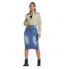 women's high waist jeans skirt women denim slit back midi denim maxi skirt plus size casual a-line woman denim skirt knee leng