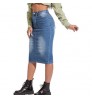 women's high waist jeans skirt women denim slit back midi denim maxi skirt plus size casual a-line woman denim skirt knee leng