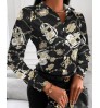 2021 Office Ladies Elegant Chain Print Shirt Blouses Women Casual Shirts Long Sleeve Blouse Turn-down Collar Button Tops