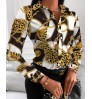 2021 Office Ladies Elegant Chain Print Shirt Blouses Women Casual Shirts Long Sleeve Blouse Turn-down Collar Button Tops