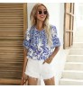 Women Elegant Short Tops Summer Retro Vintage Floral Print Blouse Western Tops For Women