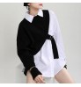 New Fashion Best Selling Women Fall Spring White Blouse Tops Patchwork Sweater Plus Size Women'S Blouses & Shirts