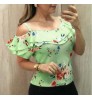 2022 ladies summer plus size shirts female floral print off shoulder short sleeve bodycon tops women casual blouse