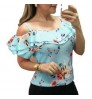 2022 ladies summer plus size shirts female floral print off shoulder short sleeve bodycon tops women casual blouse