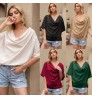 summer woman shirt blouse pleated puff fashion design woman t shirt blouse