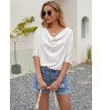 summer woman shirt blouse pleated puff fashion design woman t shirt blouse