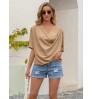 summer woman shirt blouse pleated puff fashion design woman t shirt blouse