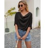 summer woman shirt blouse pleated puff fashion design woman t shirt blouse