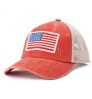 Washed Hole Mesh hat Independence Day American Flag Embroidered Ladies Ponytail hat Baseball hat