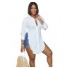 Plus Size Women Clothing 2022 Women Blouses & Shirts Turn Down Collar Button Long Sleeve Slit Women Tops