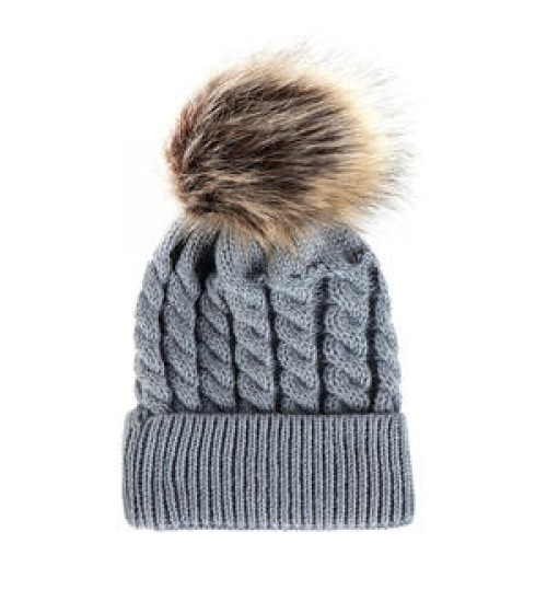 Baby Winter Knit Warm Soft Beanie Hat for Children Top sale ladies winter knit hat beanie with fur pom