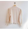 Trending Hollow Out Women's Elegant Lace Tops Blouses With Long Sleeve Pearl Button