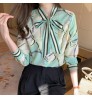 summer Elegant Printed Shirt Chiffon Blouse Women's Tops Office Slim White Long Sleeve woman tops Shirts blusas de muje