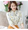 summer Elegant Printed Shirt Chiffon Blouse Women's Tops Office Slim White Long Sleeve woman tops Shirts blusas de muje