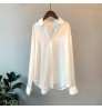 Spring Women Top Fashionable 2021 Long Sleeves V Neck Satin Blouse Vintage Satin Blouse