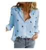 Oem Women Shirt Casual Linen Blouse With Loose Buttons And Printed Long Sleeves Bluz Coton Et Lin Blusa Chemise Femme Disi Mujer