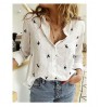 Oem Women Shirt Casual Linen Blouse With Loose Buttons And Printed Long Sleeves Bluz Coton Et Lin Blusa Chemise Femme Disi Mujer