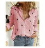 Oem Women Shirt Casual Linen Blouse With Loose Buttons And Printed Long Sleeves Bluz Coton Et Lin Blusa Chemise Femme Disi Mujer