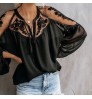 Tops Fashionable Black Blouses Women's Elegant Lace blouse ladies' blouses & tops