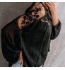 Tops Fashionable Black Blouses Women's Elegant Lace blouse ladies' blouses & tops