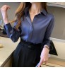 Custom Women White Silk Shirt Tops Lady Long Sleeve Office Satin Silk Blouse