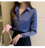 Custom Women White Silk Shirt Tops Lady Long Sleeve Office Satin Silk Blouse