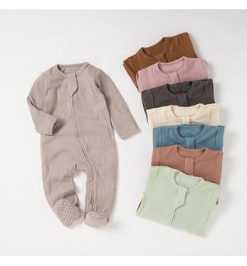 Wholesale Organic Cotton Baby Rompers Long Sleeve Baby Jumpsuit Autumn Pajamas Soft and Eco-friendly Bodysuit