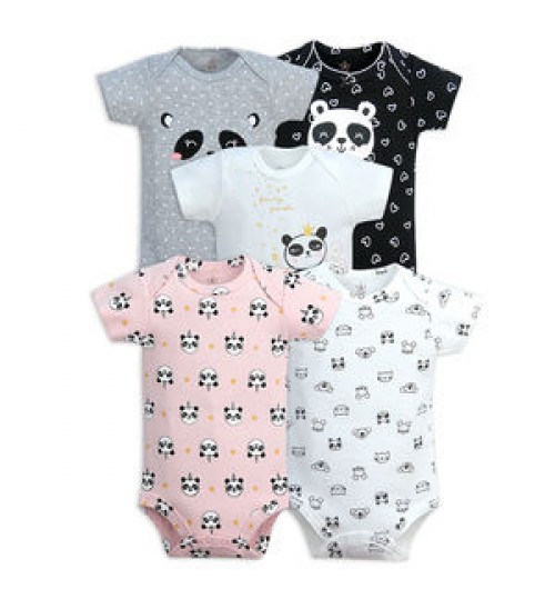 Summer Toddler Baby Girl Jumpsuit Clothes Infant Short Sleeves Baby Rompers 5pcs Set Baby Bodysuits